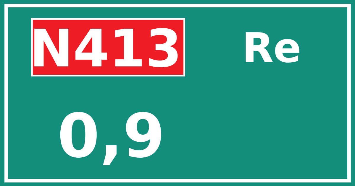 Hectometerbord N413 0,9 zijde Re