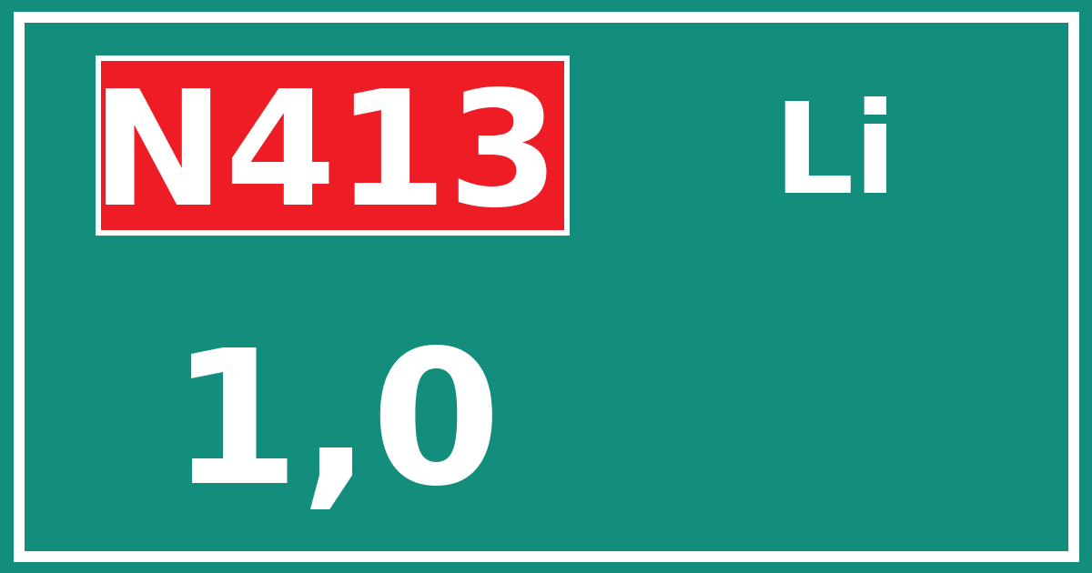 Hectometerbord N413 1,0 zijde Li