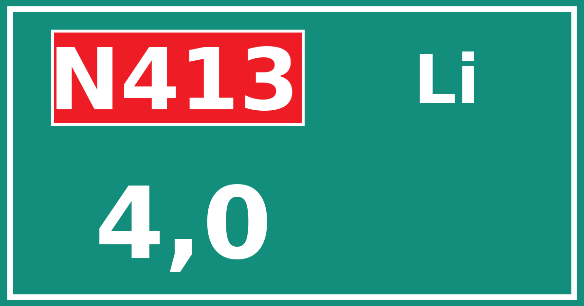 Hectometerbord N413 4,0 zijde Li