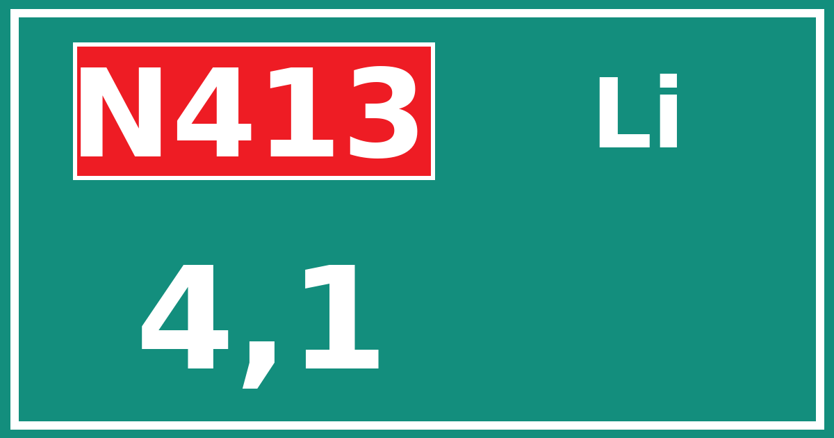 Hectometerbord N413 4,1 zijde Li