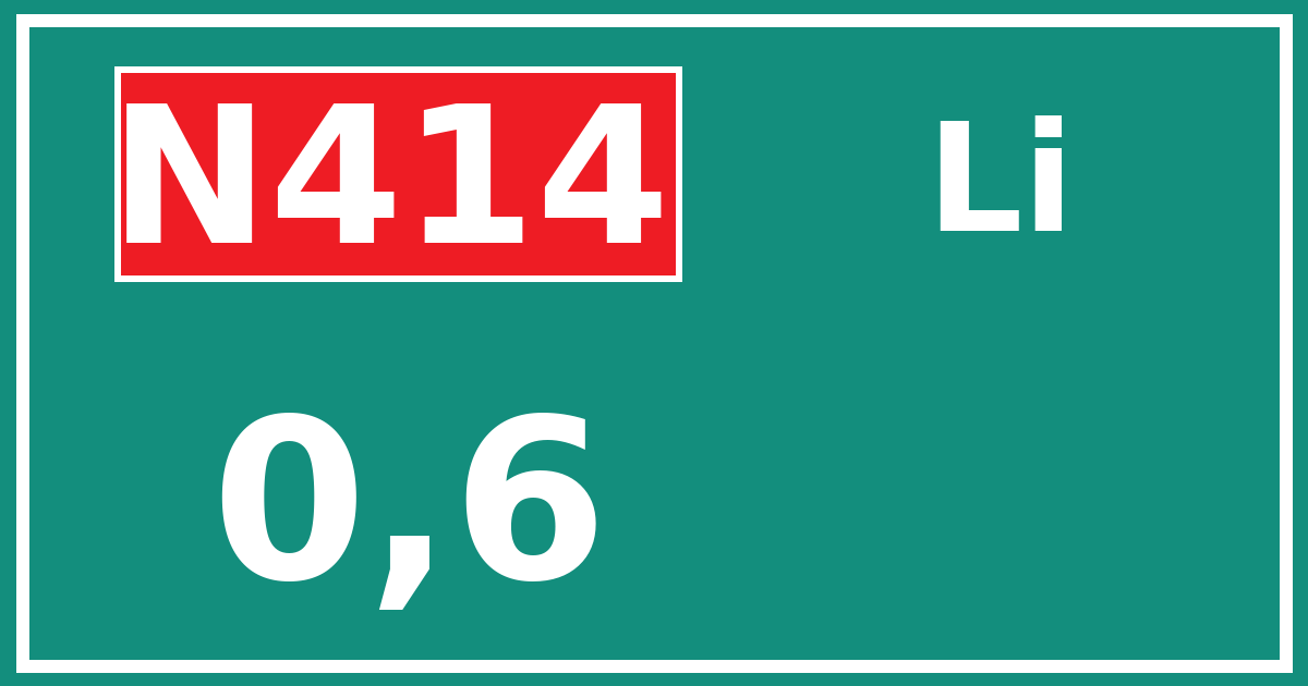 Hectometerbord N414 0,6 zijde Li