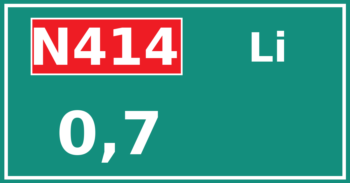 Hectometerbord N414 0,7 zijde Li