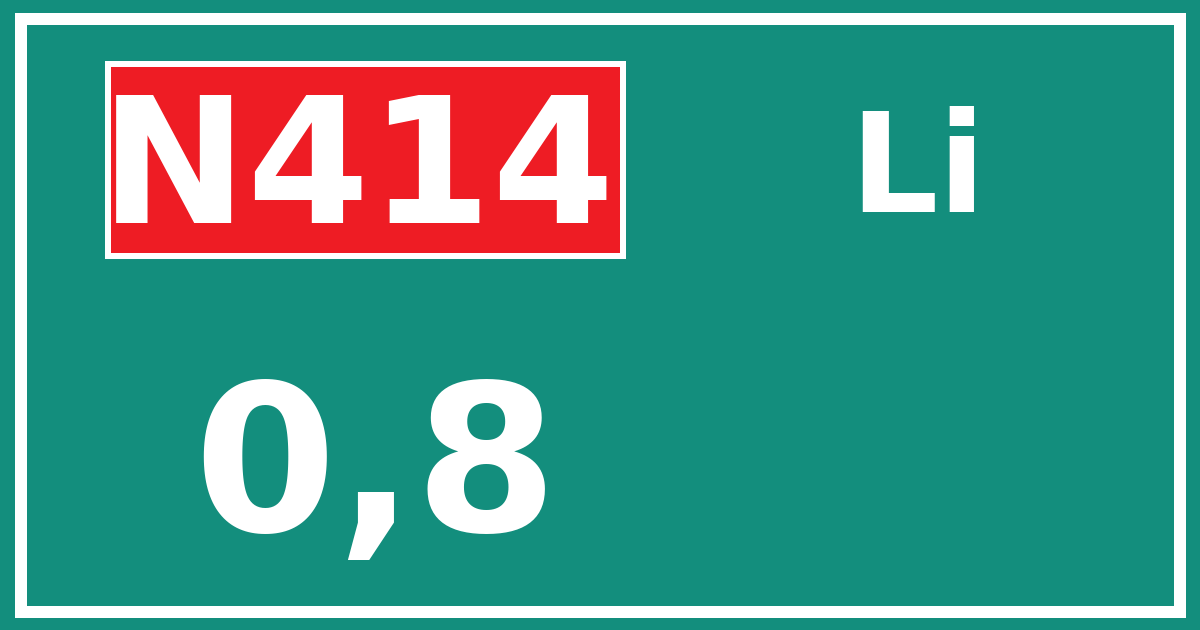 Hectometerbord N414 0,8 zijde Li