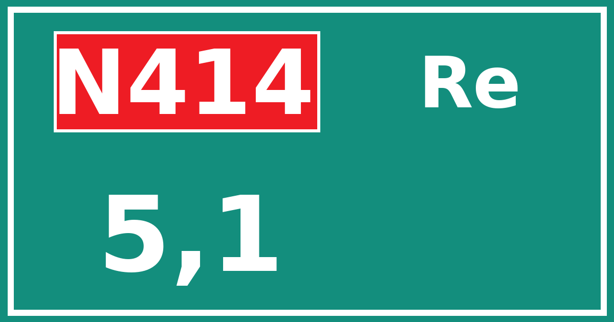 Hectometerbord N414 5,1 zijde Re