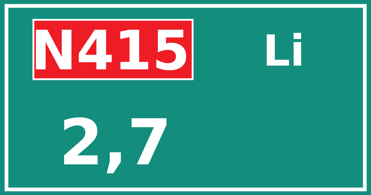 Hectometerbord N415 2,7 zijde Li