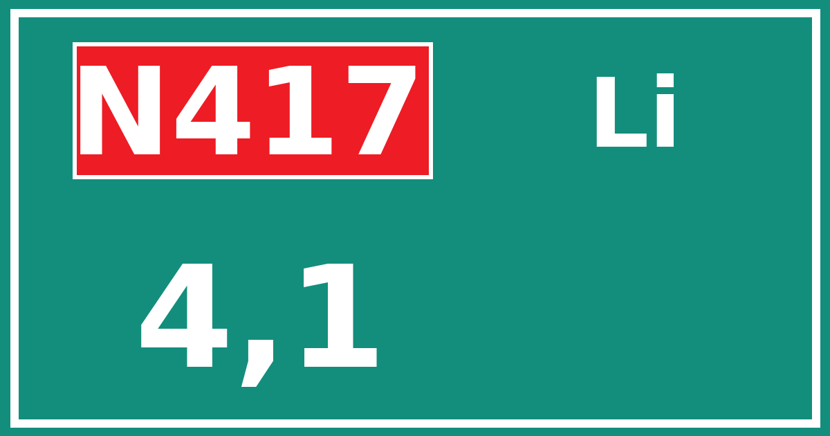 Hectometerbord N417 4,1 zijde Li