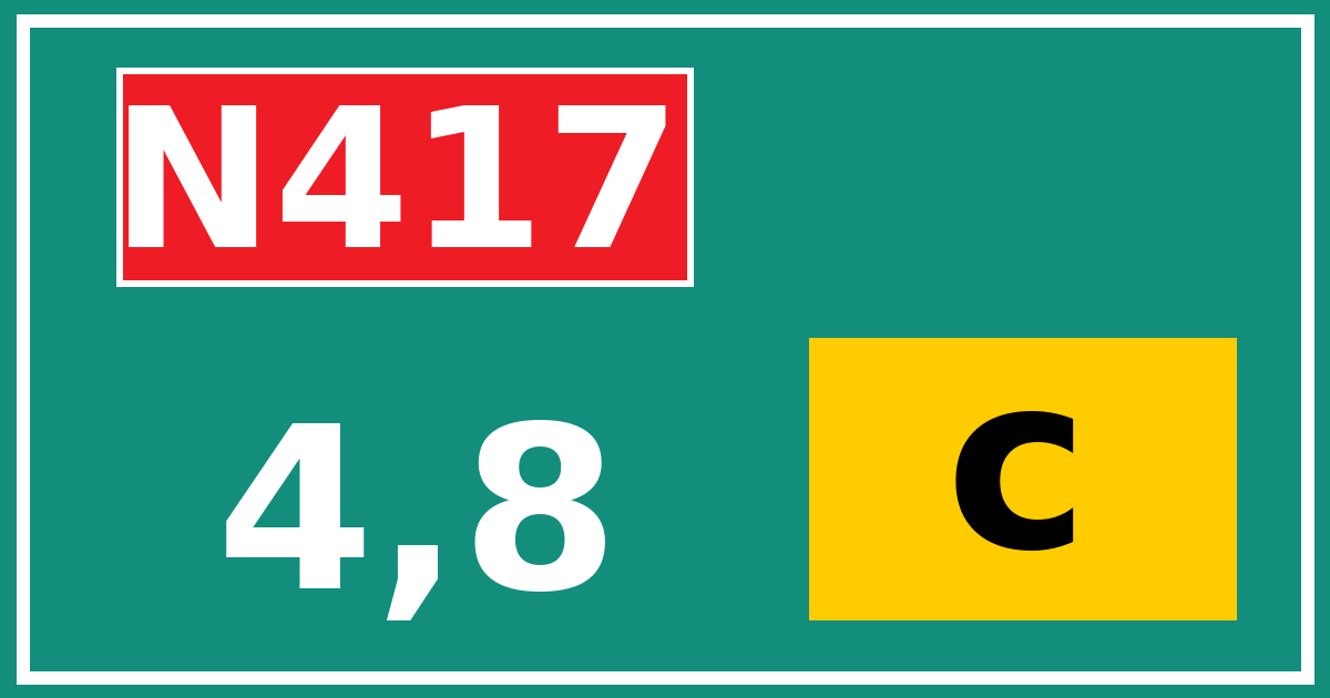 Hectometerbord N417 4,8 letter c