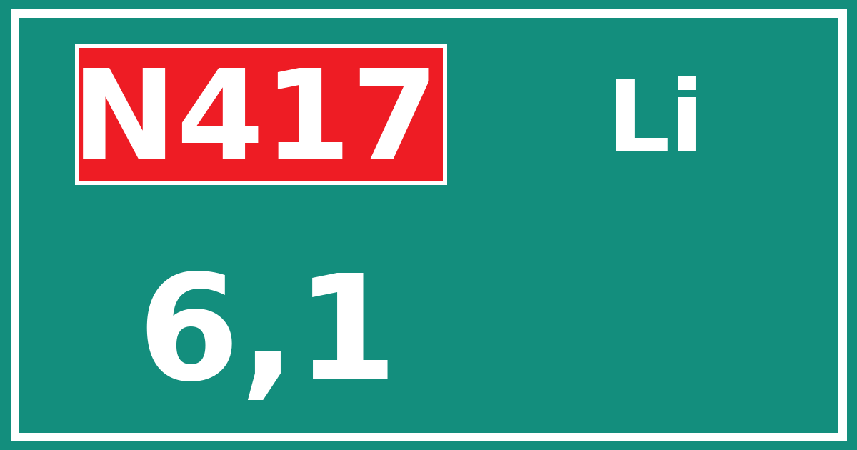 Hectometerbord N417 6,1 zijde Li