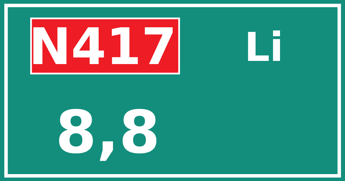 Hectometerbord N417 8,8 zijde Li