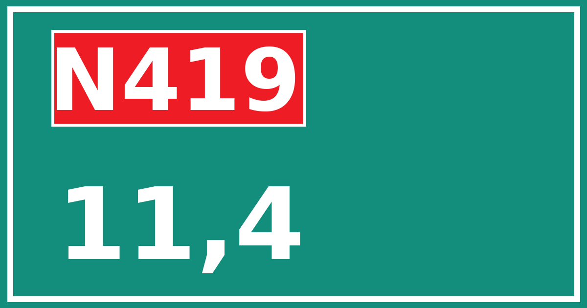Hectometerbord N419 11,4