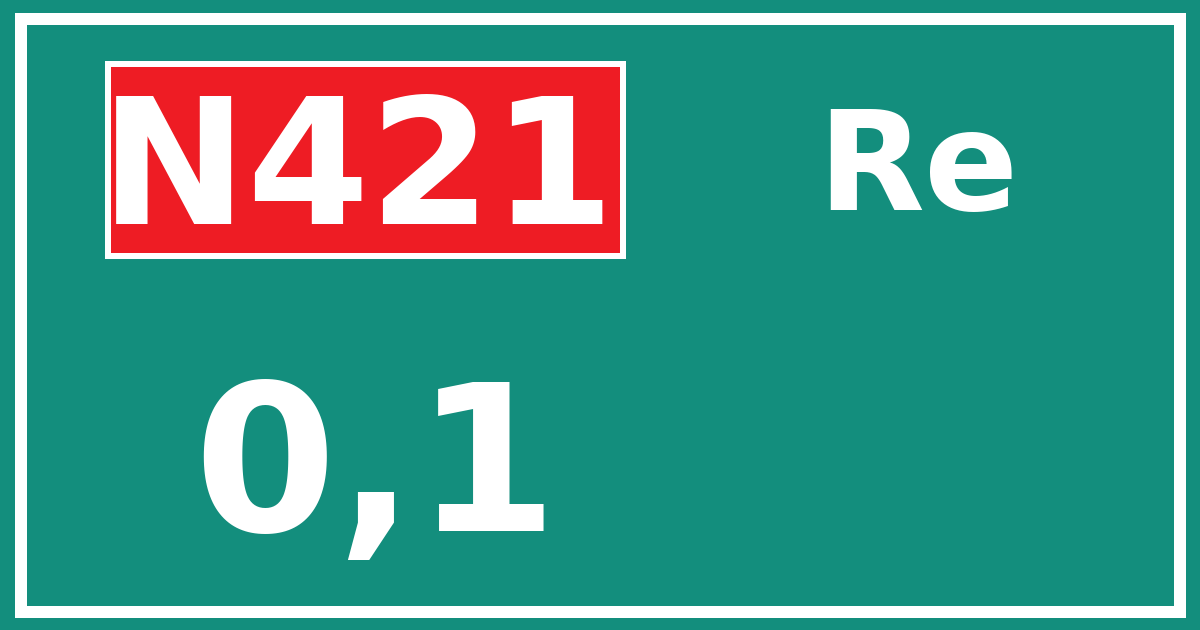 Hectometerbord N421 0,1 zijde Re