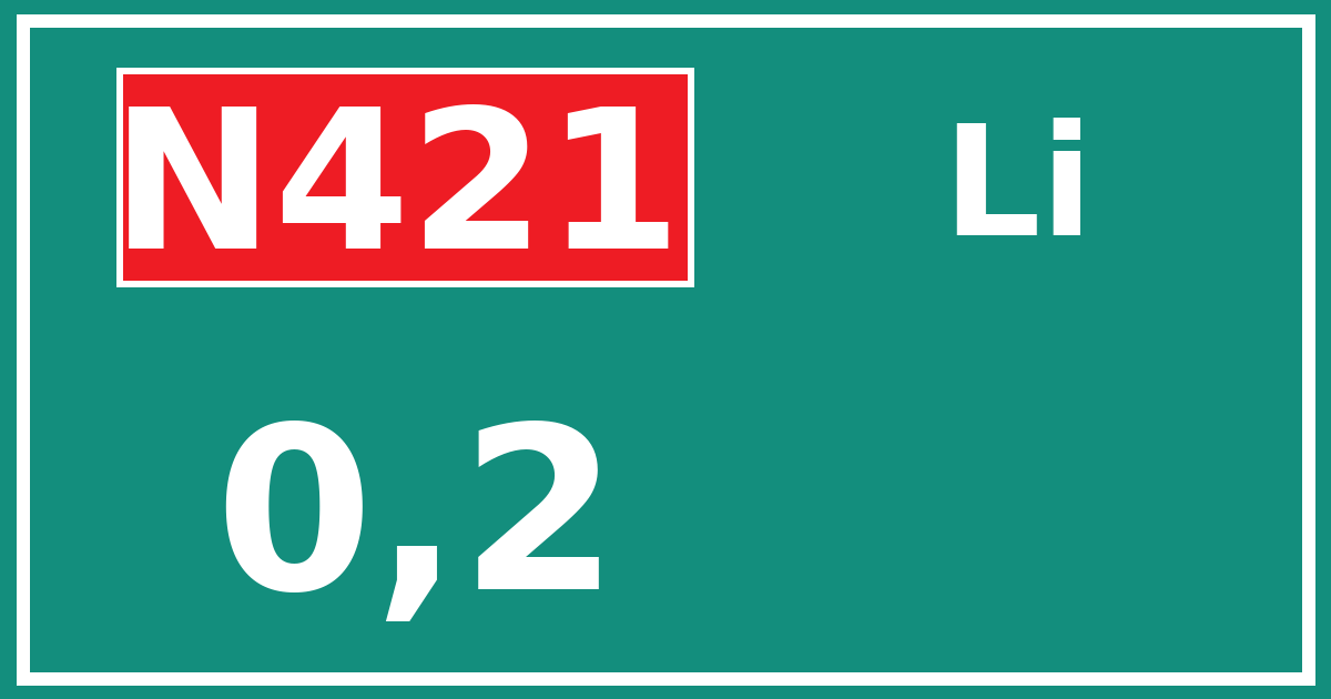 Hectometerbord N421 0,2 zijde Li