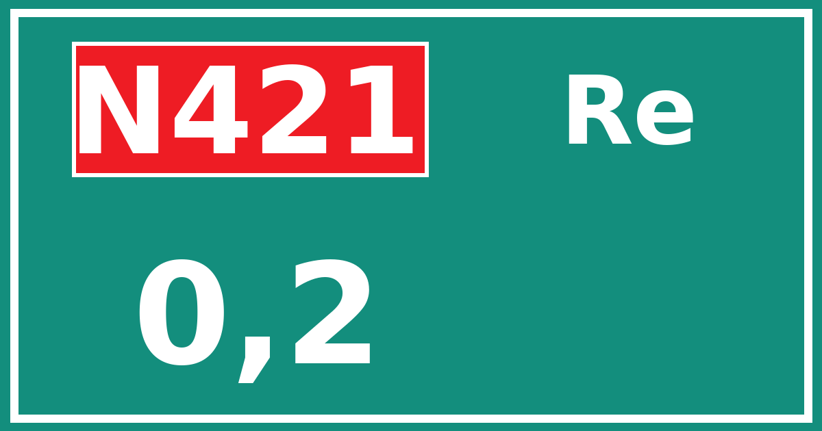 Hectometerbord N421 0,2 zijde Re