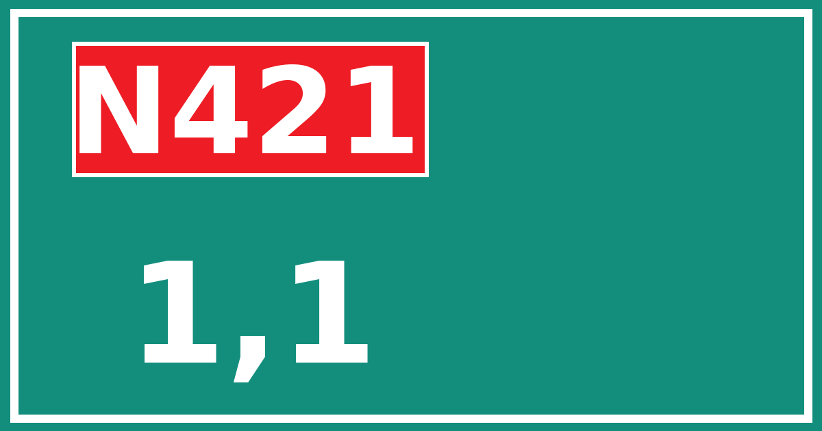 Hectometerbord N421 1,1