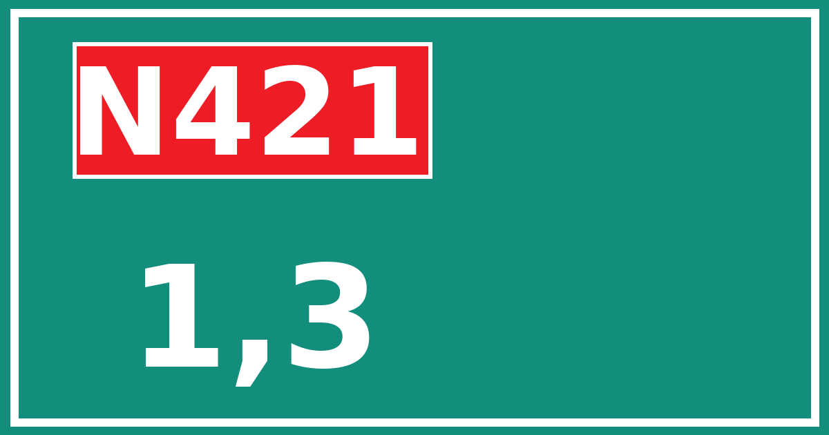 Hectometerbord N421 1,3