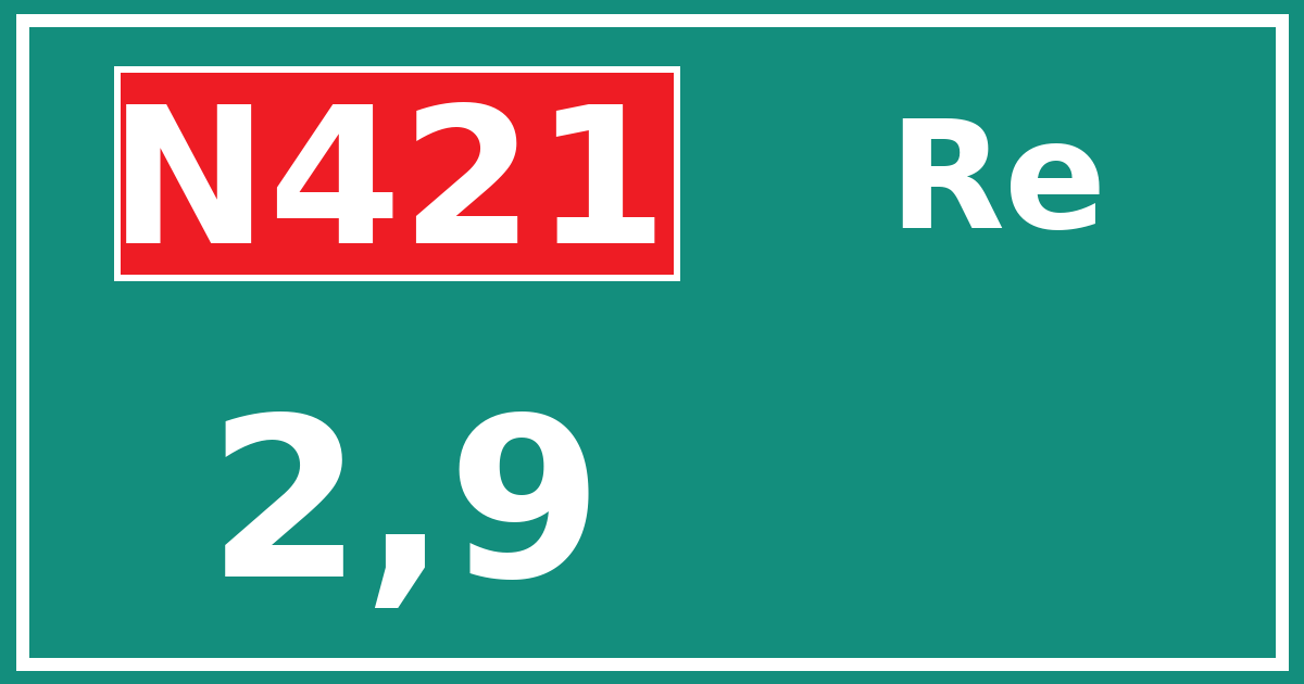 Hectometerbord N421 2,9 zijde Re