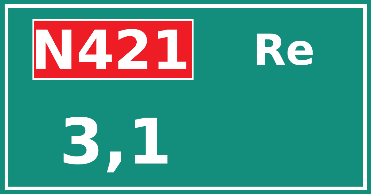 Hectometerbord N421 3,1 zijde Re