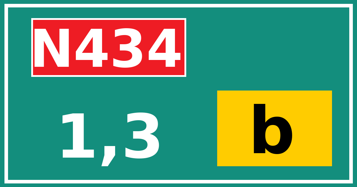Hectometerbord N434 1,3 letter b