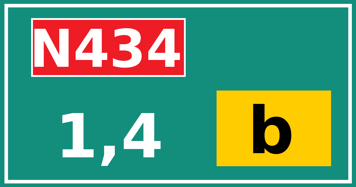 Hectometerbord N434 1,4 letter b