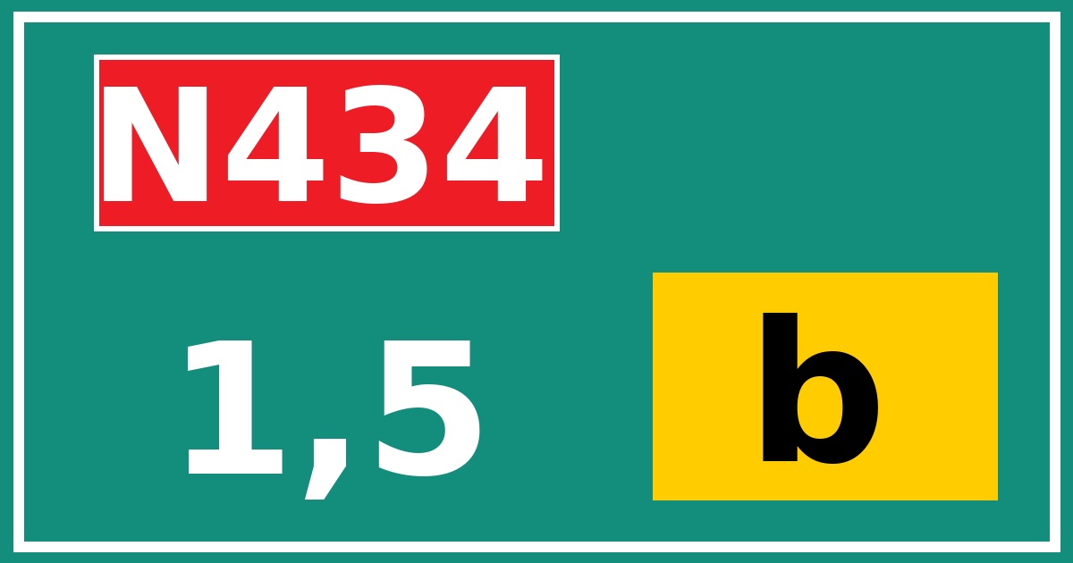 Hectometerbord N434 1,5 letter b