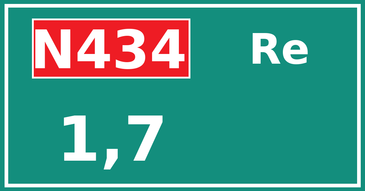 Hectometerbord N434 1,7 zijde Re
