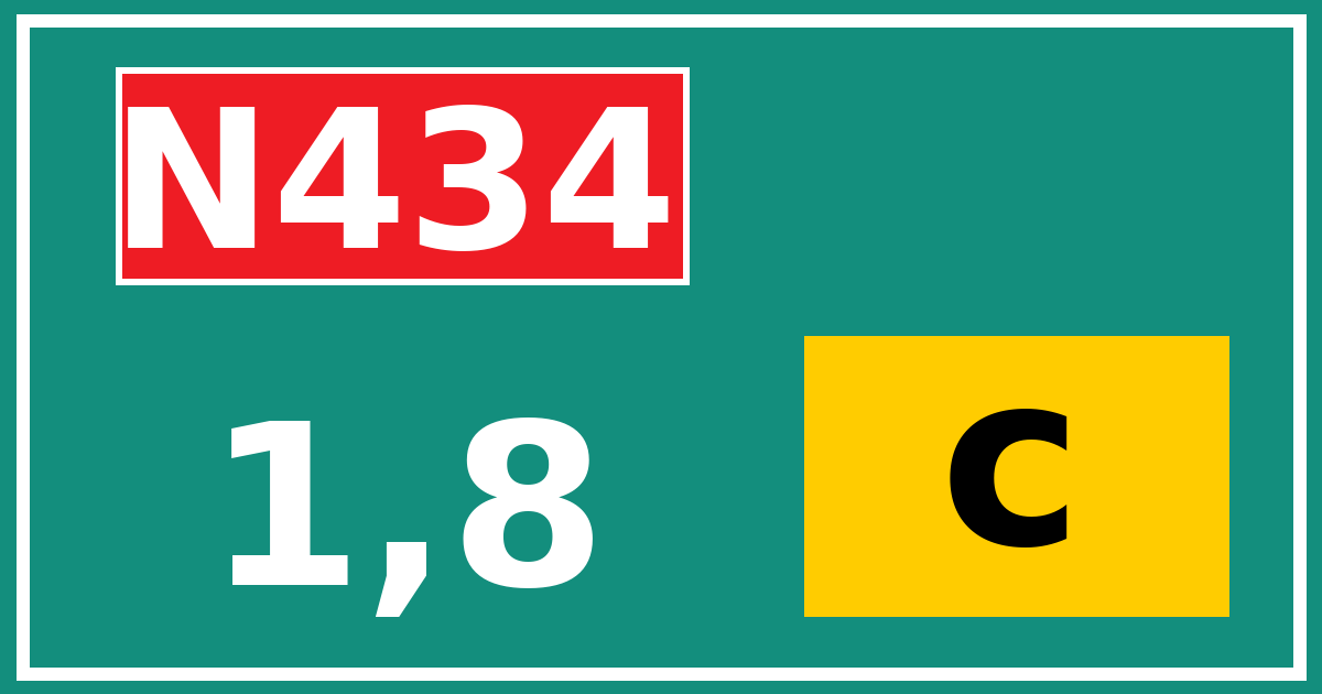 Hectometerbord N434 1,8 letter c