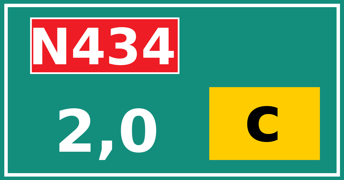 Hectometerbord N434 2,0 letter c
