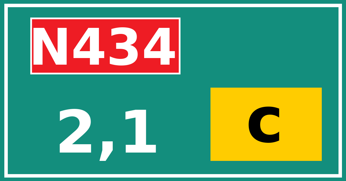 Hectometerbord N434 2,1 letter c
