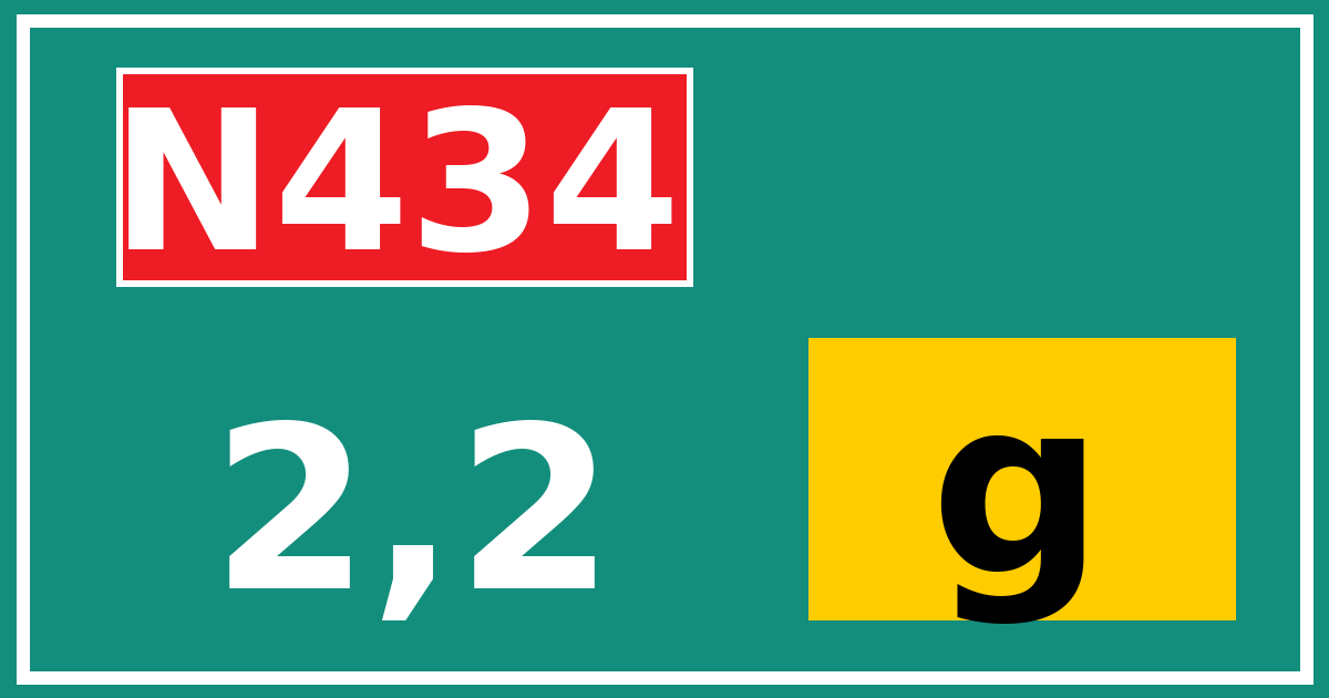 Hectometerbord N434 2,2 letter g