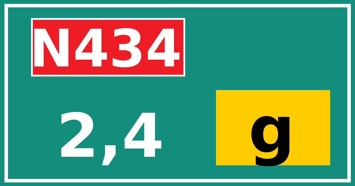 Hectometerbord N434 2,4 letter g