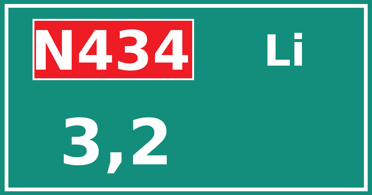 Hectometerbord N434 3,2 zijde Li