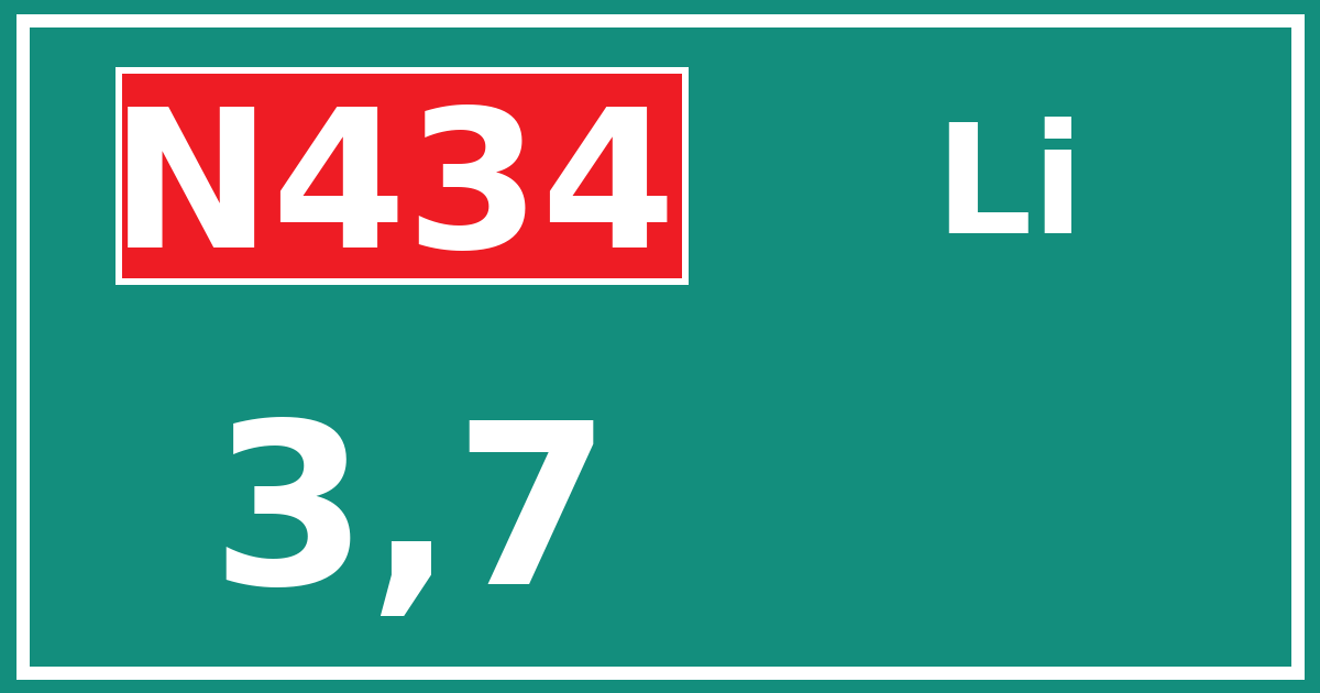 Hectometerbord N434 3,7 zijde Li