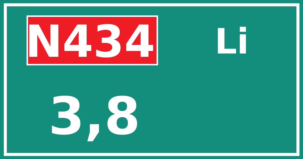 Hectometerbord N434 3,8 zijde Li