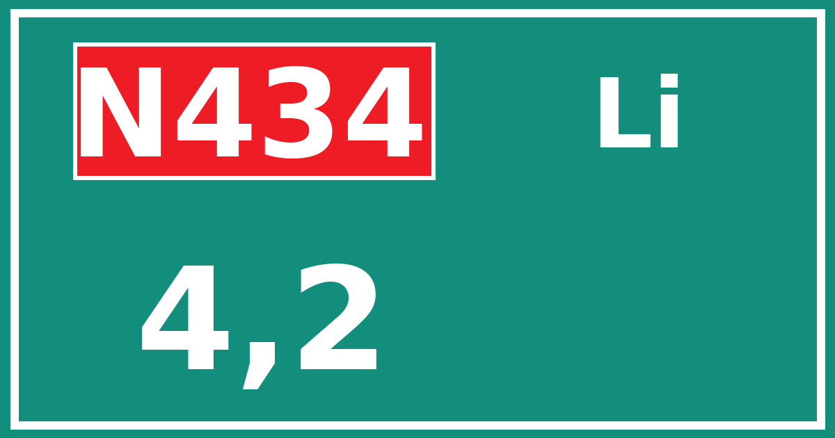 Hectometerbord N434 4,2 zijde Li