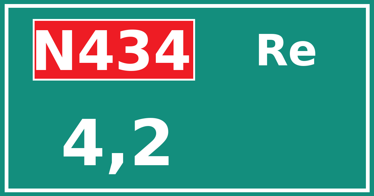 Hectometerbord N434 4,2 zijde Re