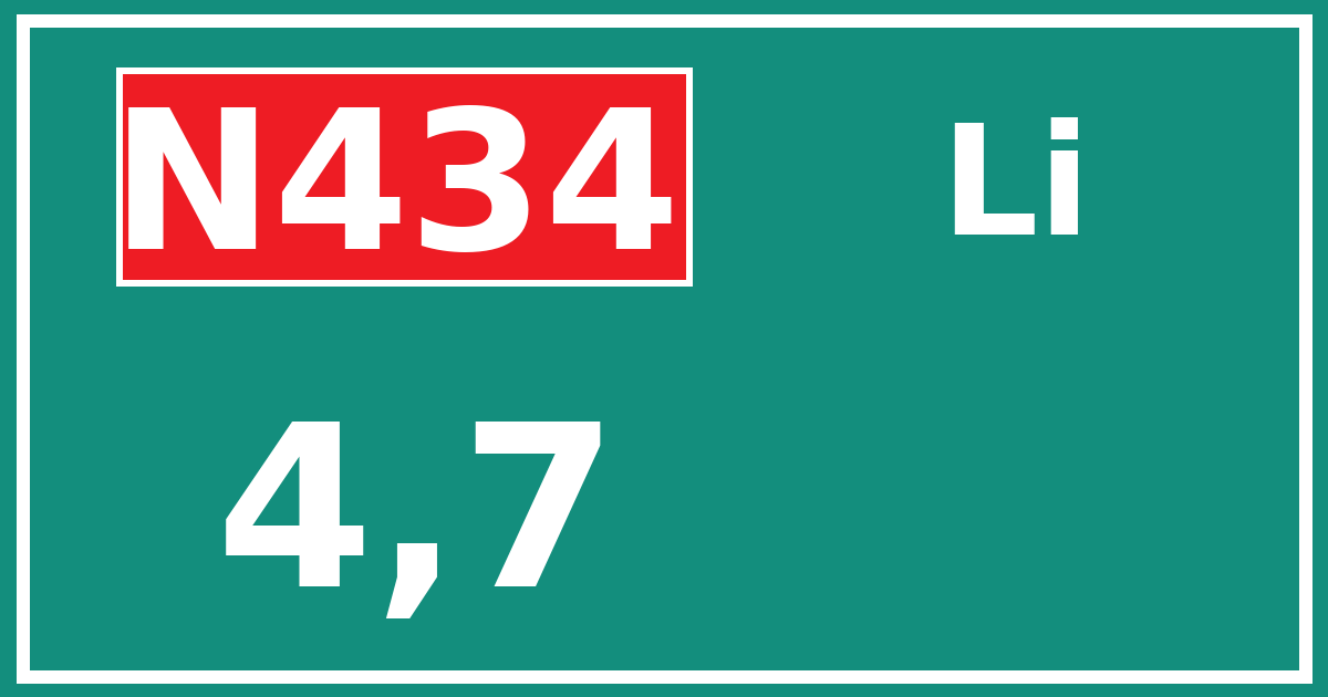 Hectometerbord N434 4,7 zijde Li