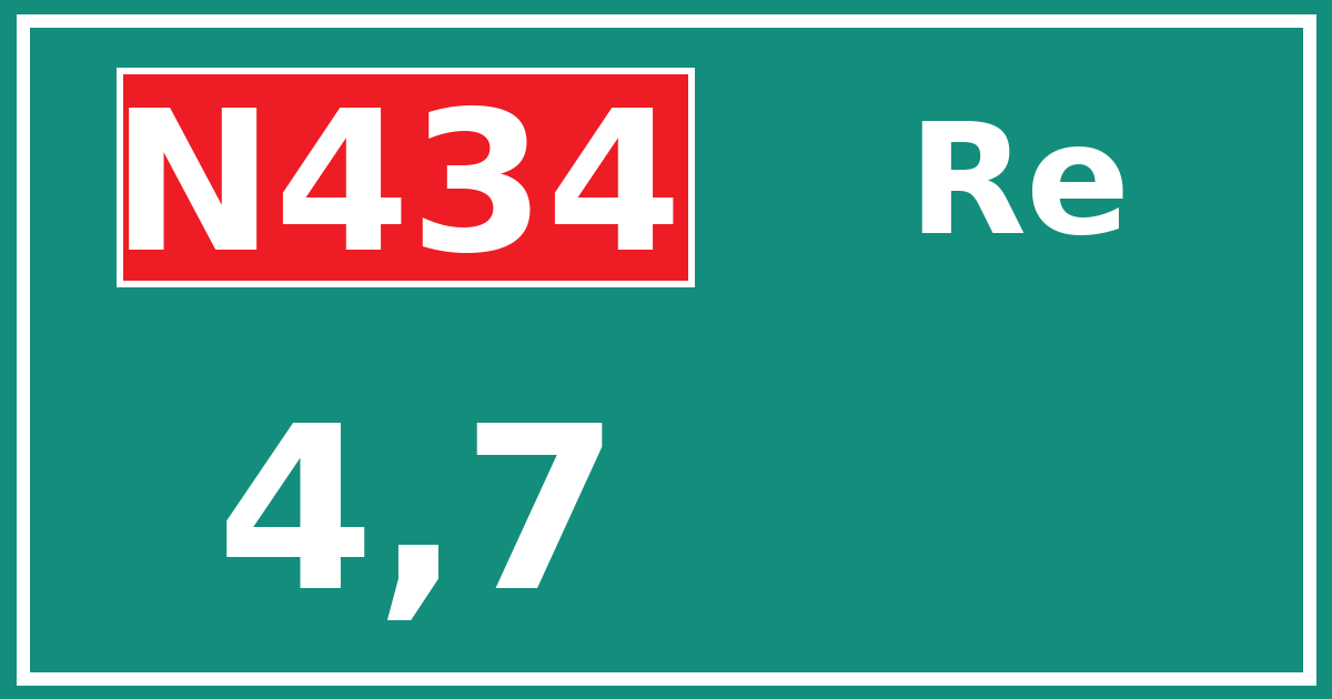 Hectometerbord N434 4,7 zijde Re