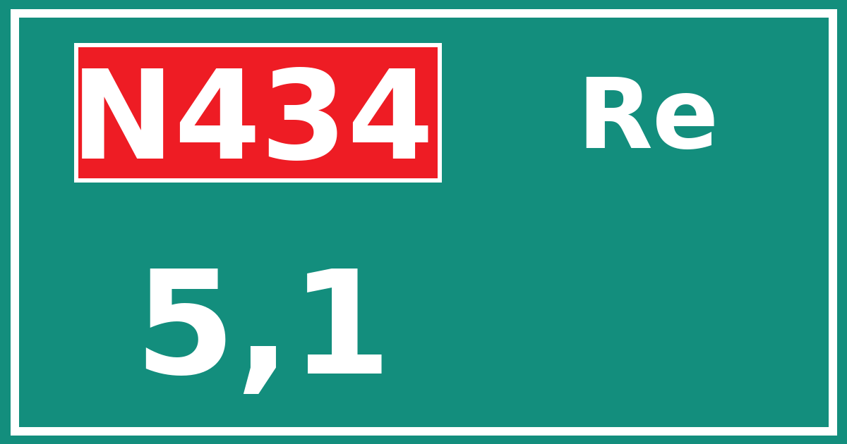 Hectometerbord N434 5,1 zijde Re