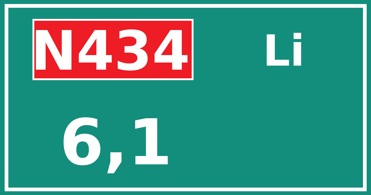 Hectometerbord N434 6,1 zijde Li