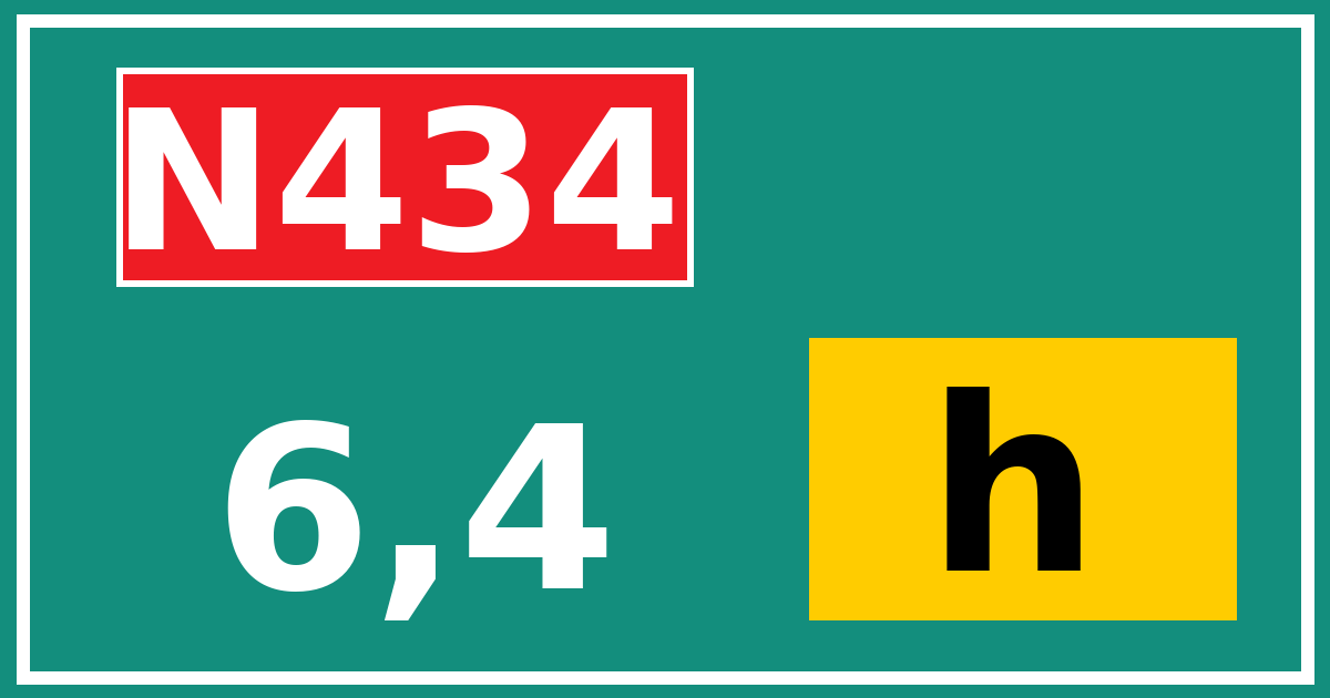 Hectometerbord N434 6,4 letter h