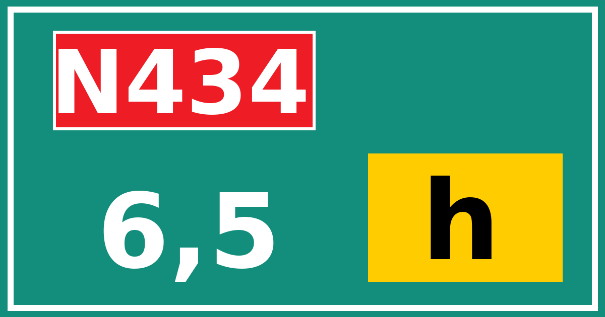 Hectometerbord N434 6,5 letter h