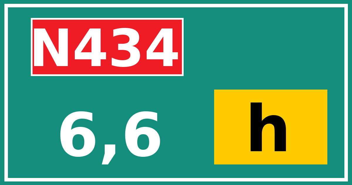 Hectometerbord N434 6,6 letter h