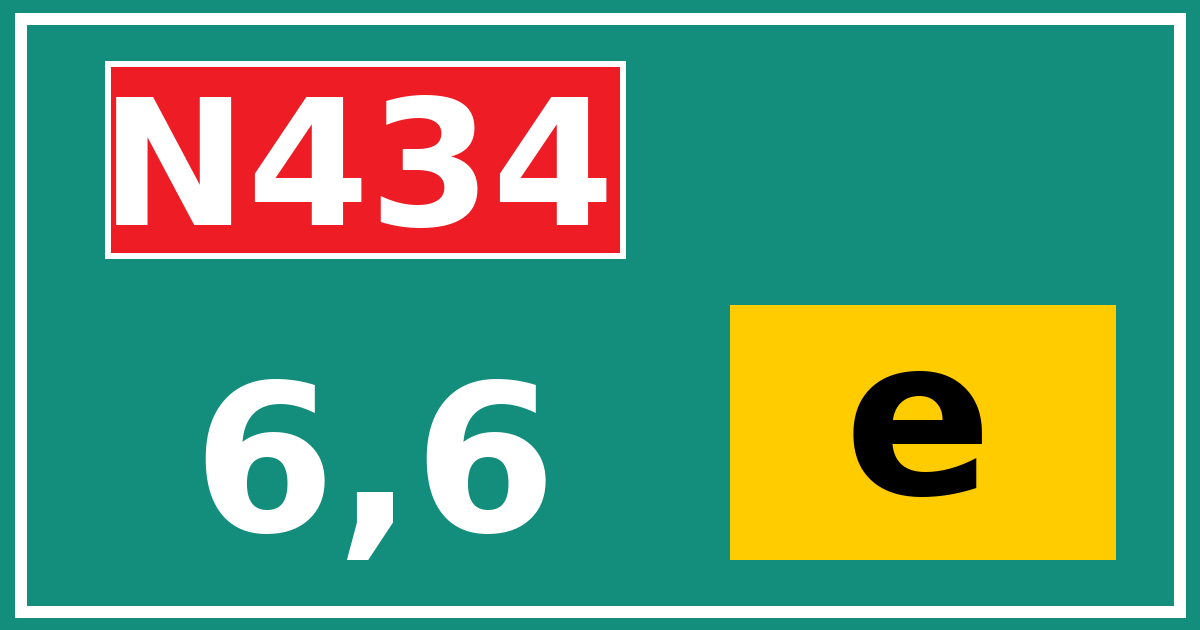 Hectometerbord N434 6,6 letter e