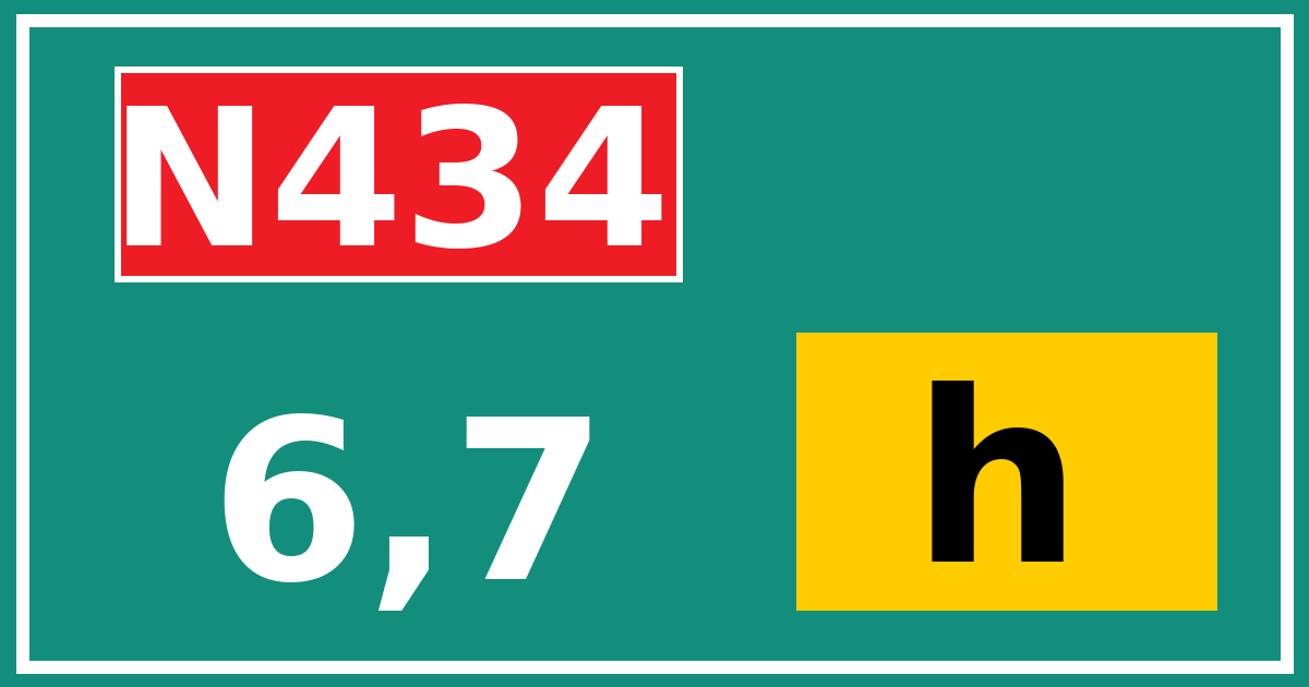 Hectometerbord N434 6,7 letter h