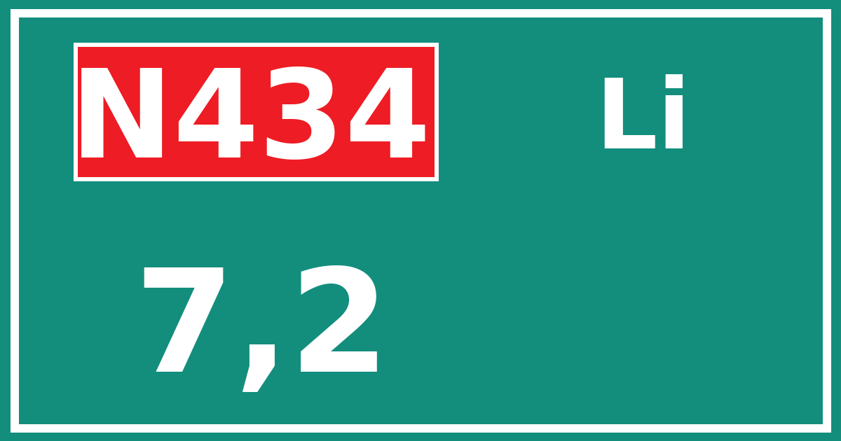Hectometerbord N434 7,2 zijde Li