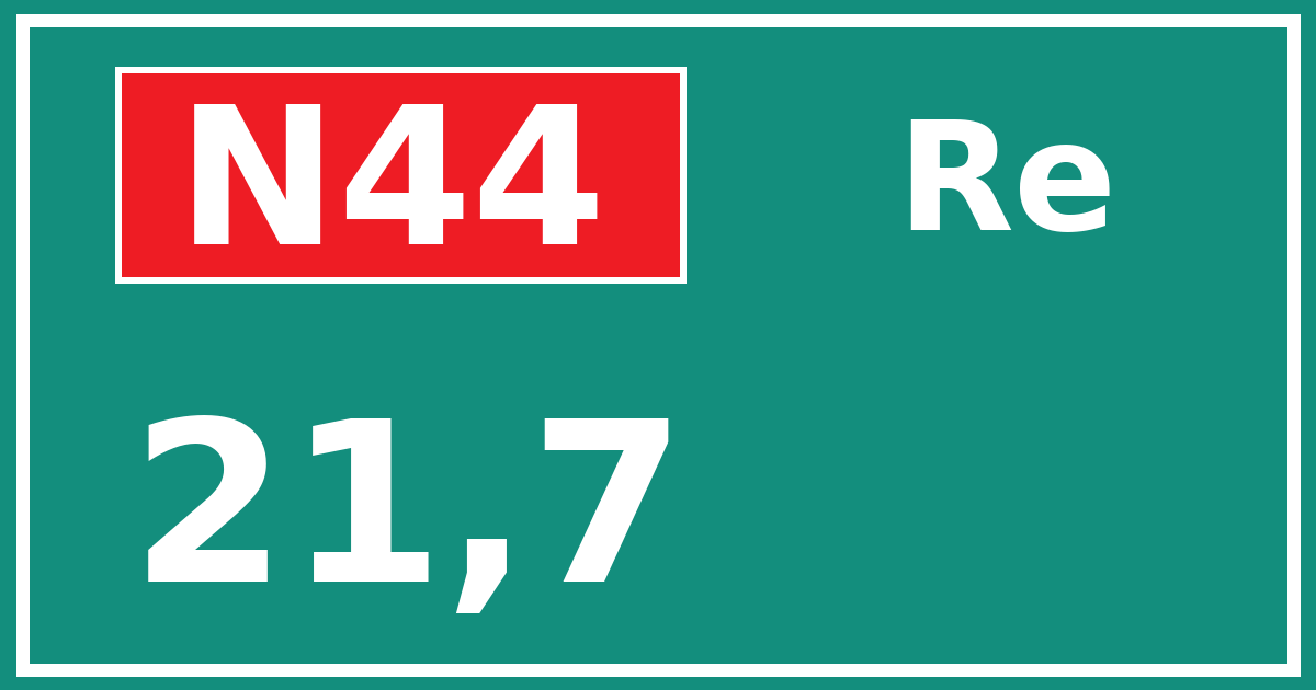 Hectometerbord N44 21,7 zijde Re