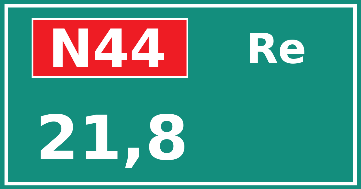 Hectometerbord N44 21,8 zijde Re