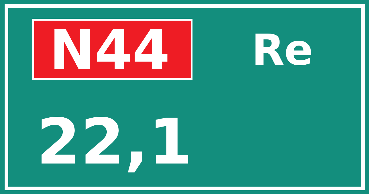 Hectometerbord N44 22,1 zijde Re