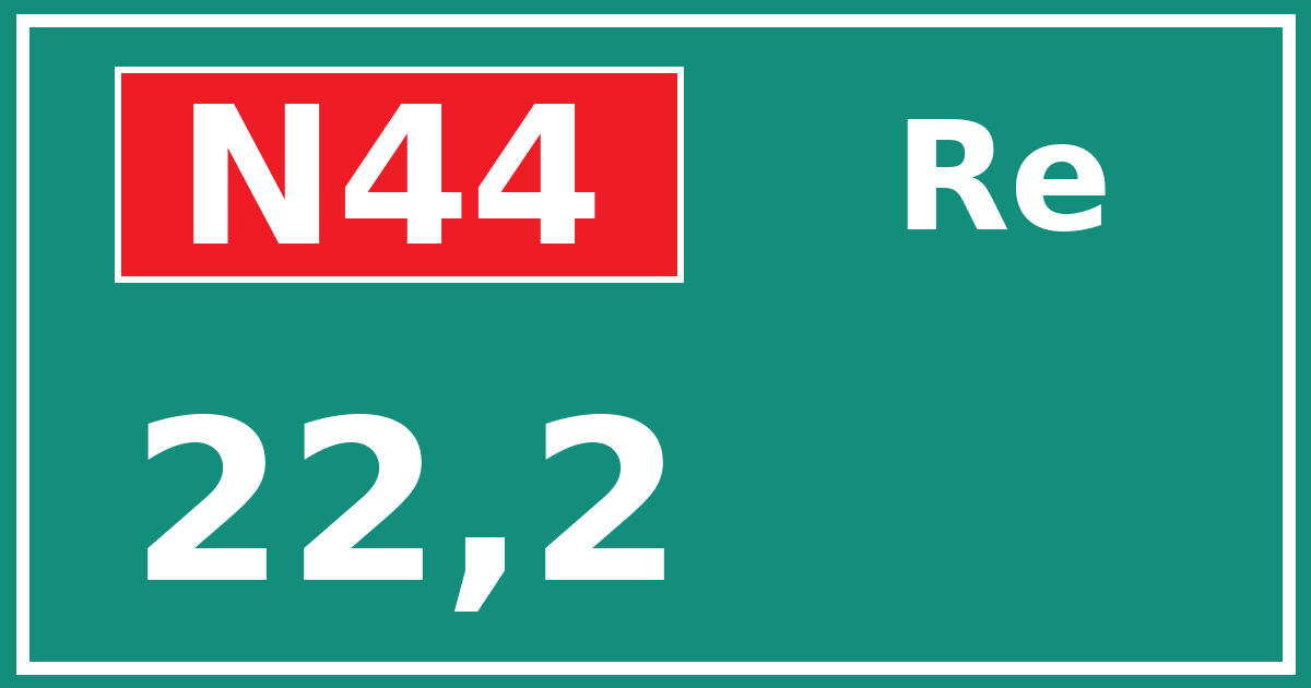 Hectometerbord N44 22,2 zijde Re