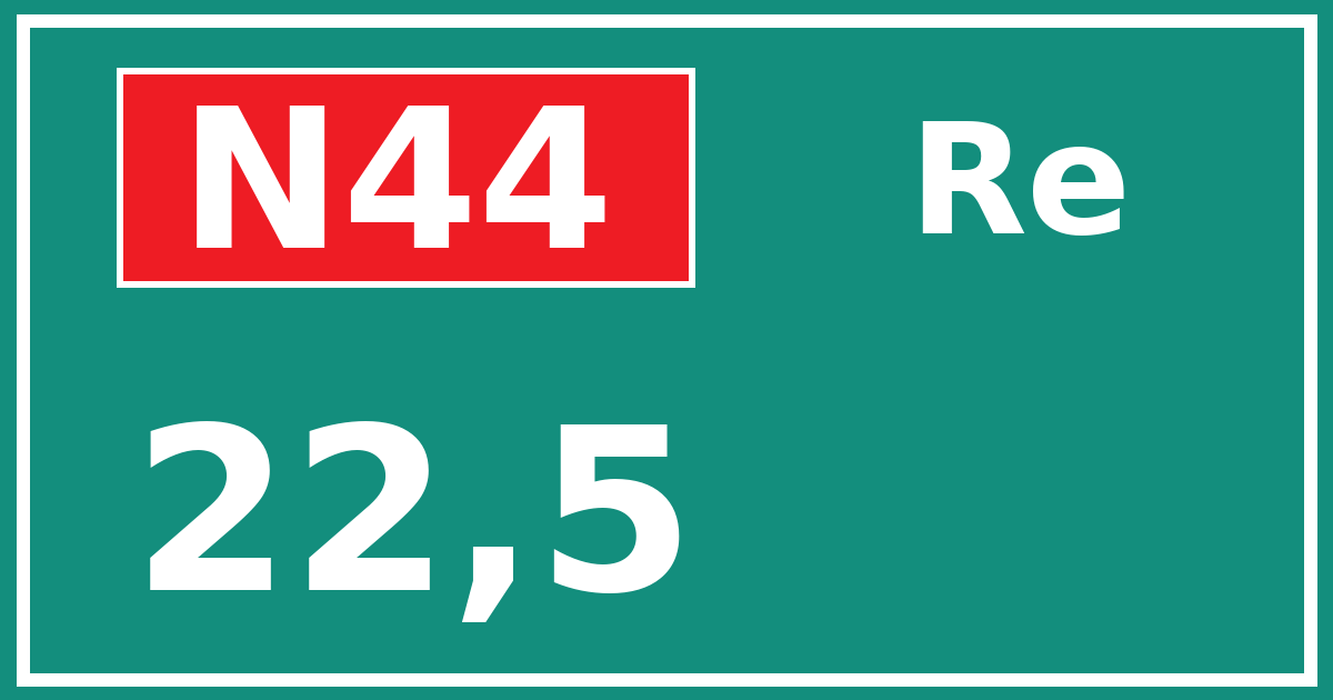 Hectometerbord N44 22,5 zijde Re